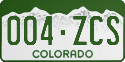 CO license plate 004ZCS
