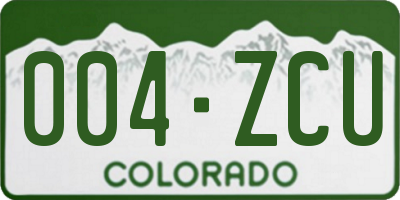 CO license plate 004ZCU