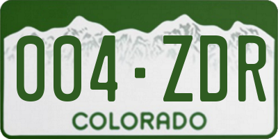 CO license plate 004ZDR