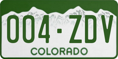 CO license plate 004ZDV