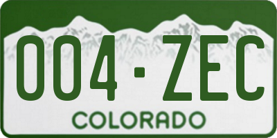 CO license plate 004ZEC
