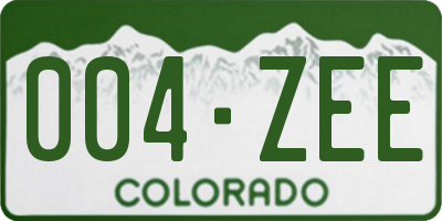 CO license plate 004ZEE