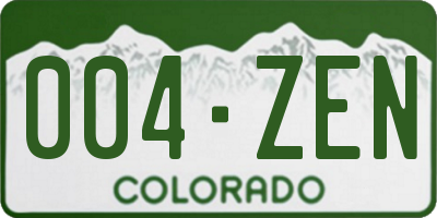 CO license plate 004ZEN
