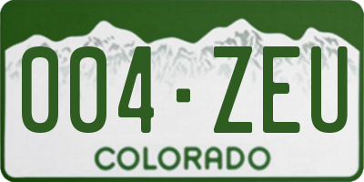 CO license plate 004ZEU