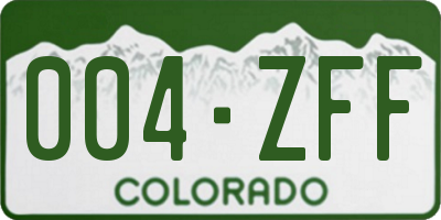 CO license plate 004ZFF