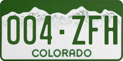 CO license plate 004ZFH