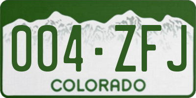 CO license plate 004ZFJ