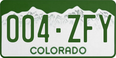 CO license plate 004ZFY