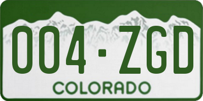 CO license plate 004ZGD