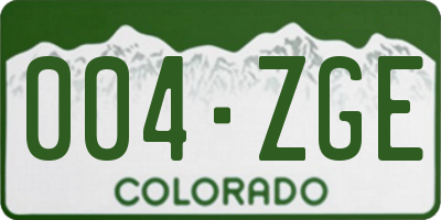 CO license plate 004ZGE
