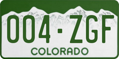CO license plate 004ZGF