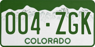 CO license plate 004ZGK