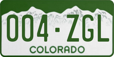 CO license plate 004ZGL