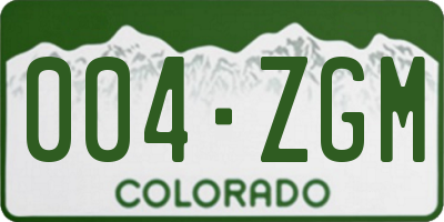 CO license plate 004ZGM