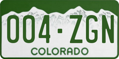 CO license plate 004ZGN