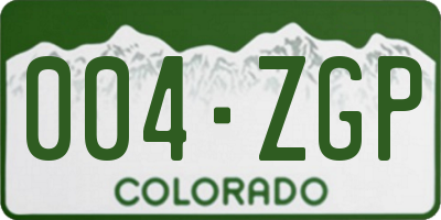 CO license plate 004ZGP