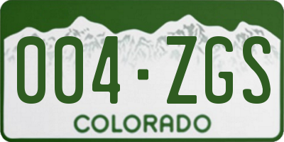 CO license plate 004ZGS