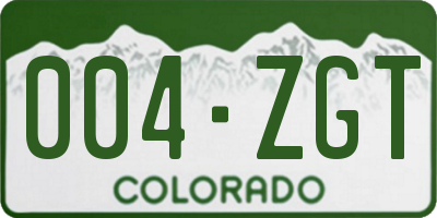 CO license plate 004ZGT