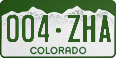 CO license plate 004ZHA