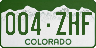 CO license plate 004ZHF