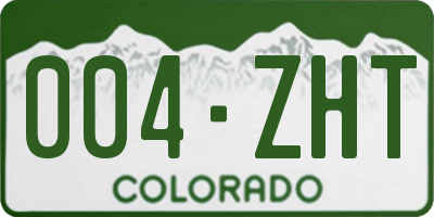 CO license plate 004ZHT