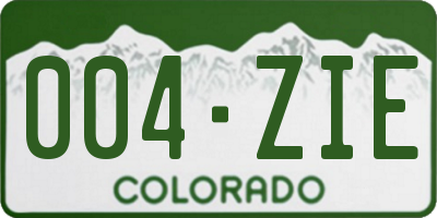 CO license plate 004ZIE