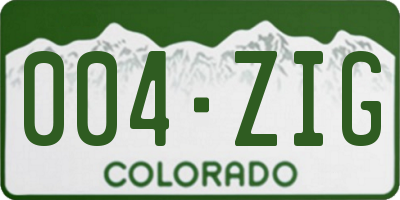 CO license plate 004ZIG