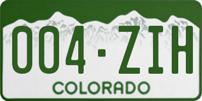 CO license plate 004ZIH
