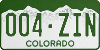 CO license plate 004ZIN