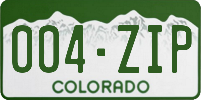 CO license plate 004ZIP