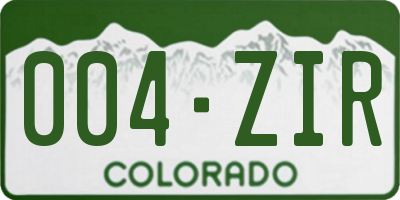 CO license plate 004ZIR