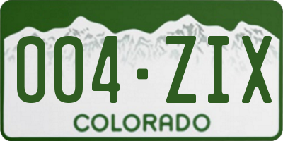 CO license plate 004ZIX