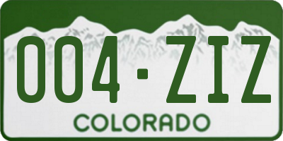 CO license plate 004ZIZ