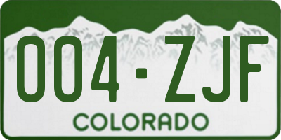 CO license plate 004ZJF