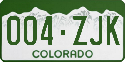 CO license plate 004ZJK