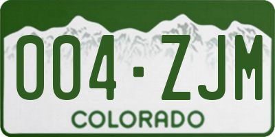 CO license plate 004ZJM