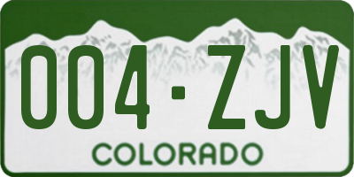 CO license plate 004ZJV