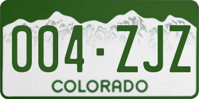 CO license plate 004ZJZ