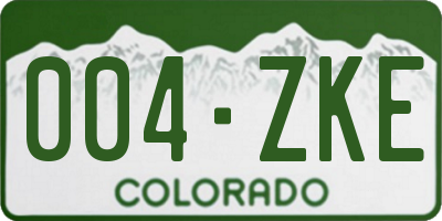 CO license plate 004ZKE