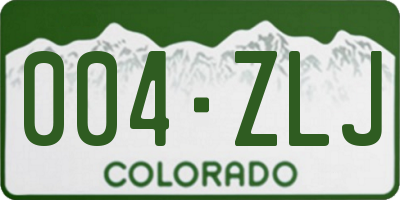 CO license plate 004ZLJ