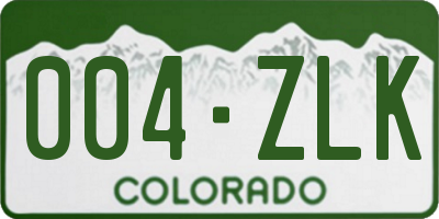 CO license plate 004ZLK