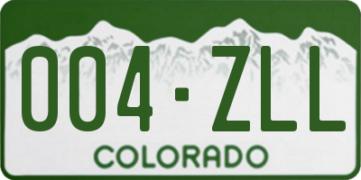 CO license plate 004ZLL