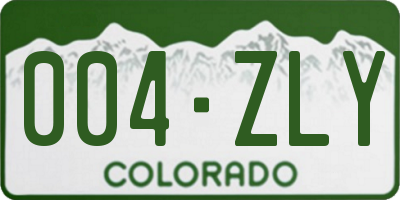CO license plate 004ZLY