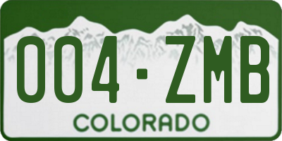 CO license plate 004ZMB
