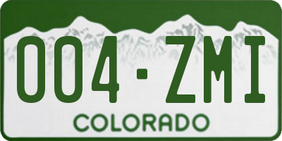 CO license plate 004ZMI