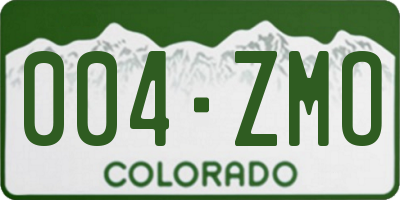 CO license plate 004ZMO