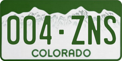 CO license plate 004ZNS