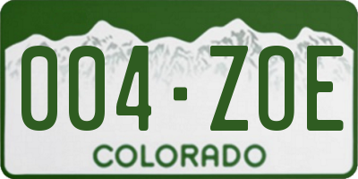 CO license plate 004ZOE