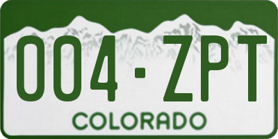 CO license plate 004ZPT