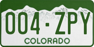 CO license plate 004ZPY